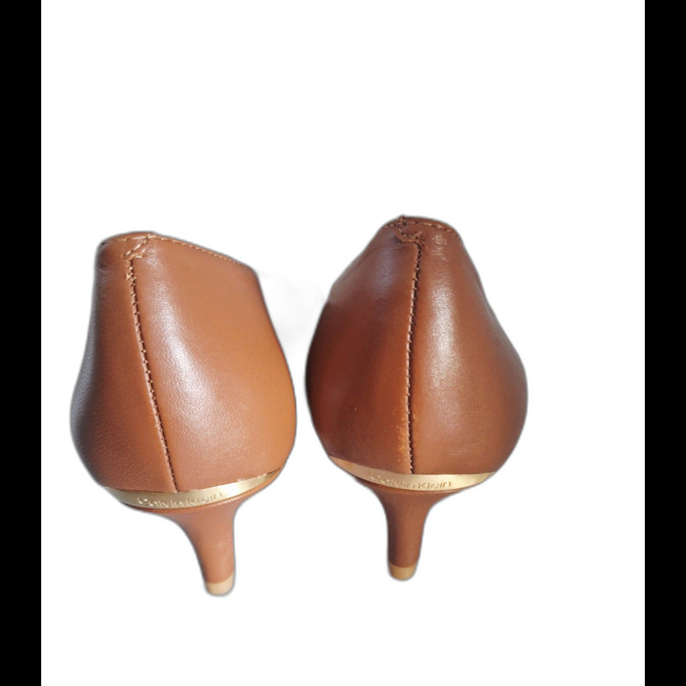 Calvin Klein Brown Pointed Toe Kitten Heel Pumps - Picture 7 of 10